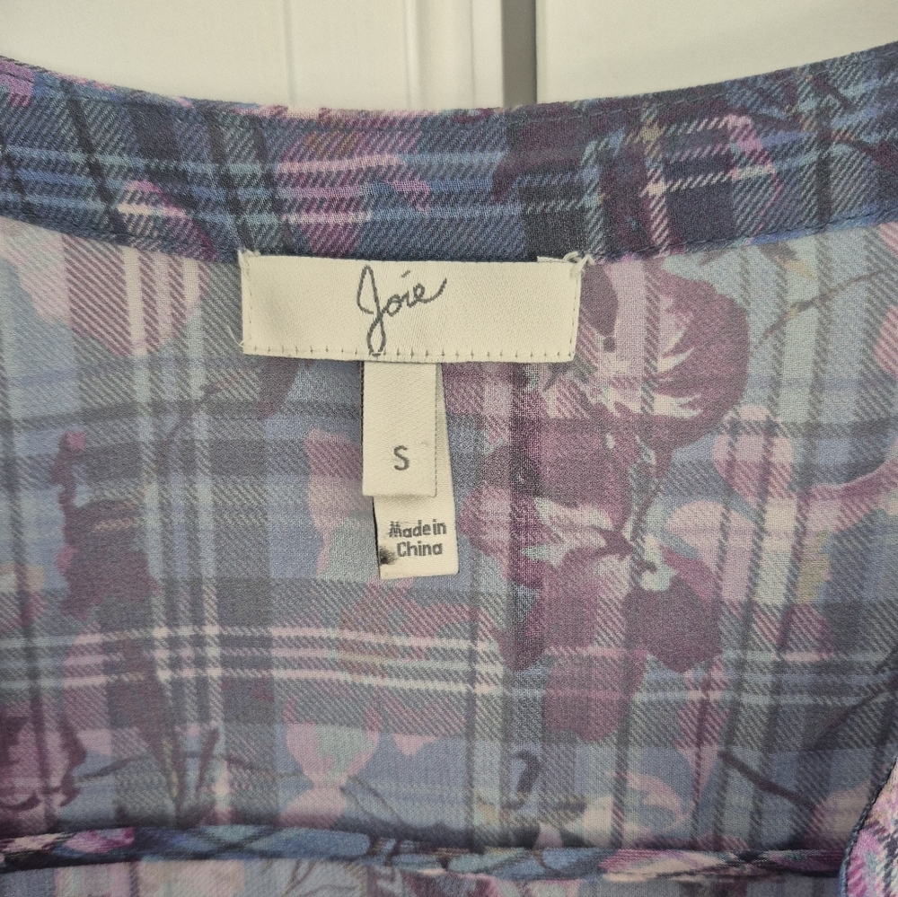 Joie Silk Blouse Brigid Clear Skies Semi Sheer Long Sleeve Size S - Picture 7 of 11